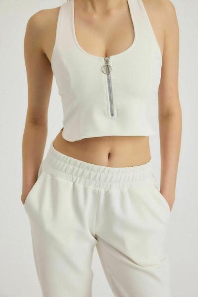 APHRODITE Fermuar Crop (Beyaz)