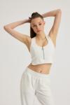 Aphrodite Fermuar Crop (Beyaz)