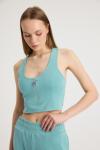 Aphrodite Fermuar Crop (Mavi)