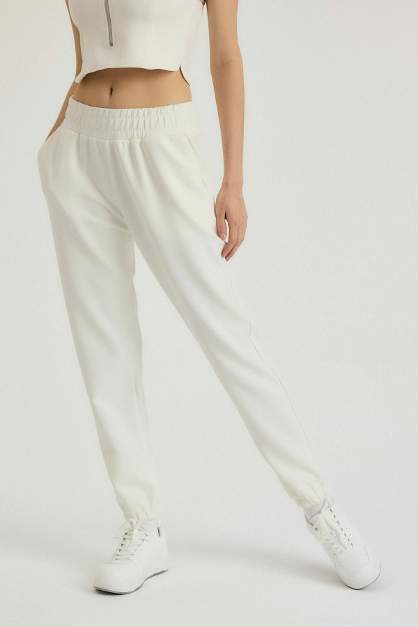 APHRODITE Lastik Paça Pantolon (Beyaz)