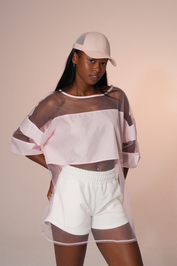 STYX Tül T-Shirt (Pudra)